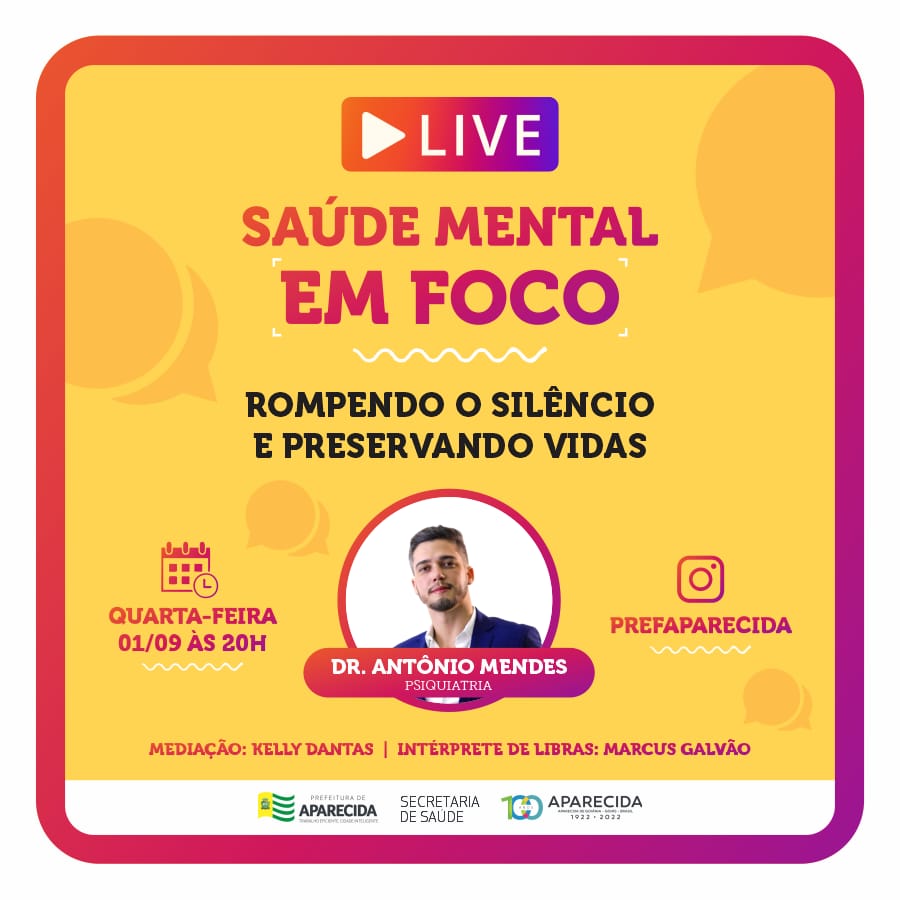 Aparecida promove lives sobre a prevenção do suicídio 1 divulgacao secom
